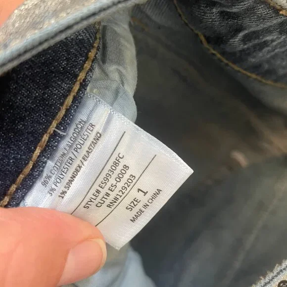 Cello High Rise Wide Leg Jeans Metallic Raw Hem Distressed Size 1 - Picture 4 of 8